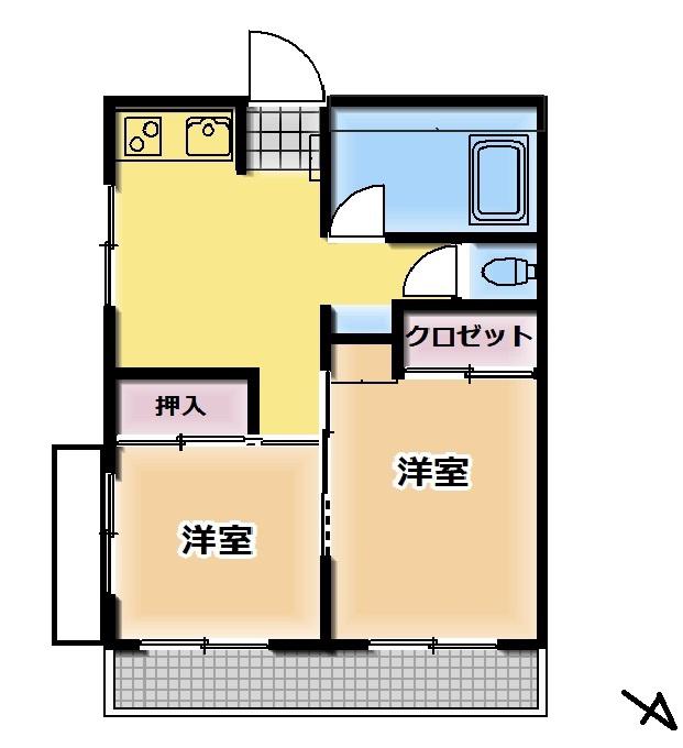 カバヤビル(2DK/4階)の間取り写真