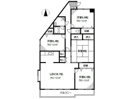 ロイヤルパレス(4LDK/1階)の間取り写真