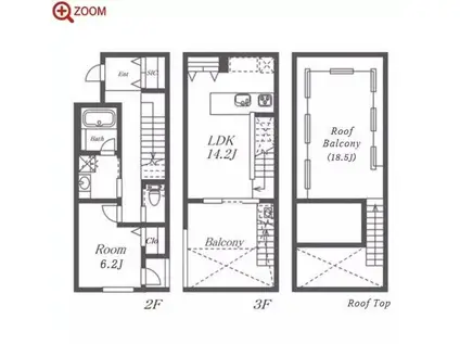 PETE猫洞通(1LDK/2階)の間取り写真