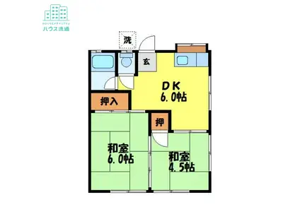 永尾アパート(2DK/2階)の間取り写真