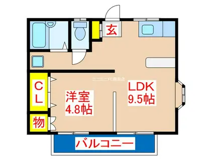 サウスヴリーズ隼人(1LDK/2階)の間取り写真