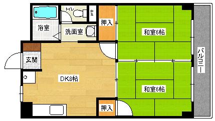 岸本マンション(2DK/2階)の間取り写真