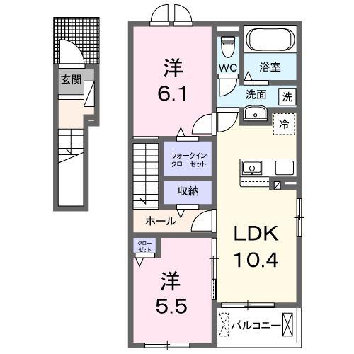 リヴェール・KII(2LDK/2階)の間取り写真