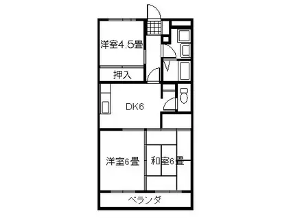 伊敷スカイハイツ(3DK/4階)の間取り写真