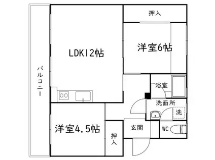 セントポーリア蜆塚(2LDK/4階)の間取り写真