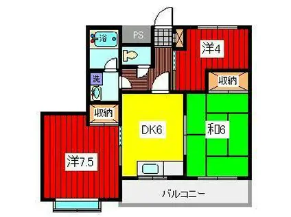 第2錦生コーポ(3DK/5階)の間取り写真