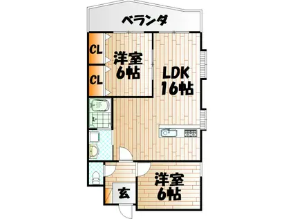 アクセス赤坂(2LDK/4階)の間取り写真