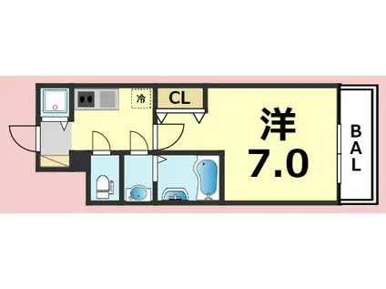レーヴメゾン尼崎昭和通(1K/4階)の間取り写真