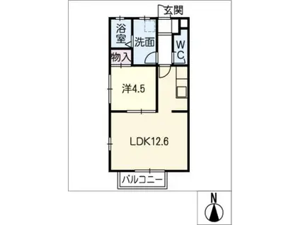 コーポ畑田町(1LDK/2階)の間取り写真