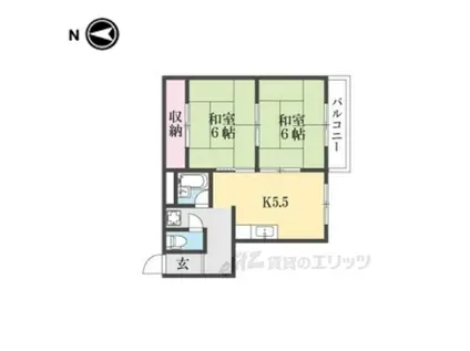 中井マンション(2K/2階)の間取り写真