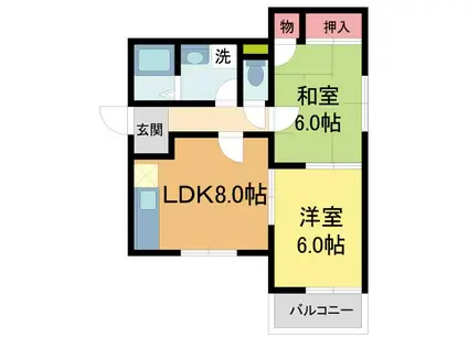 オクト甲子園口(2LDK/1階)の間取り写真