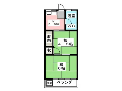 コーポ金子(2K/2階)の間取り写真