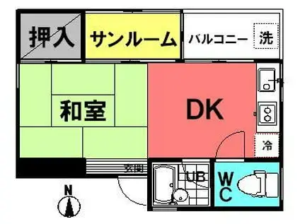 今井ビル(1DK/3階)の間取り写真