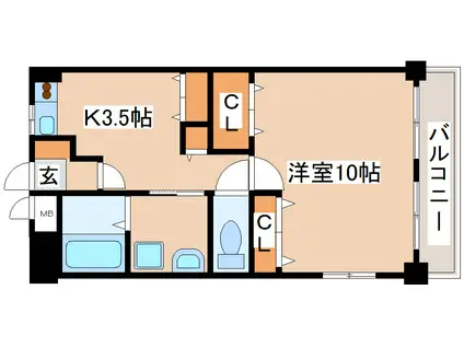 リボーン島田(1K/3階)の間取り写真