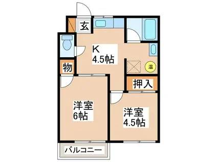 林ハイツ(2K/2階)の間取り写真