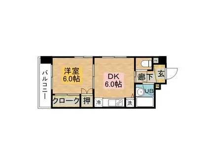 アベニュー明日香(1DK/9階)の間取り写真