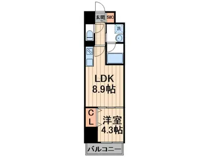 LA BELJOUR 錦糸町(1LDK/2階)の間取り写真