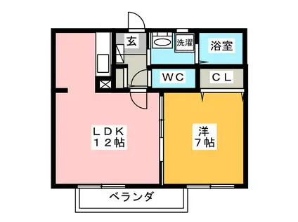 エスト B(1LDK/2階)の間取り写真