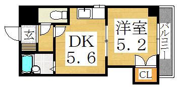 EIMIレジデンス(1DK/2階)の間取り写真