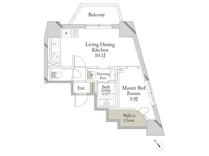 ザ・ミューチュアル王子本町(1LDK/12階)の間取り写真