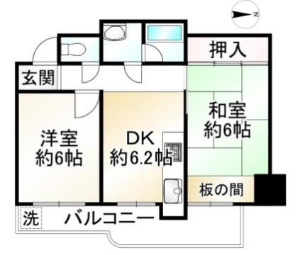 セブンスターマンション香里園(2DK/7階)の間取り写真