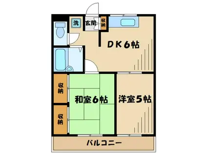 プリンスコート(2DK/2階)の間取り写真