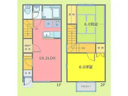 シャトレつくだ(2LDK/1階)の間取り写真