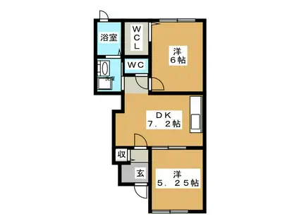 イルマーレV(2DK/1階)の間取り写真