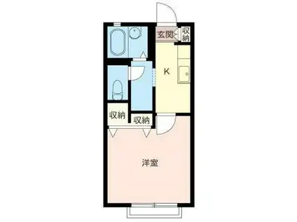 シャインフレア(1K/1階)の間取り写真