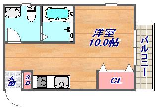 エルデ六甲(ワンルーム/2階)の間取り写真