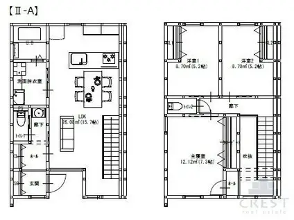 グランメゾンクレスト南蔵王II(3LDK/1階)の間取り写真