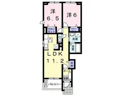 リジェールIII(2LDK/1階)の間取り写真