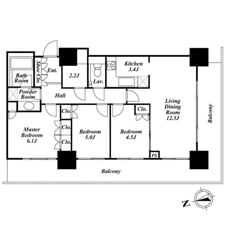 リエトコートアルクスタワー 5階階 間取り