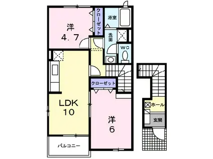 オリーブA・B(2LDK/2階)の間取り写真