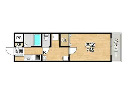 シャレード牧落III(1K/3階)の間取り写真