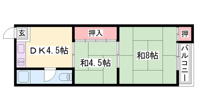 ゆめさきコーポ(2DK/3階)の間取り写真