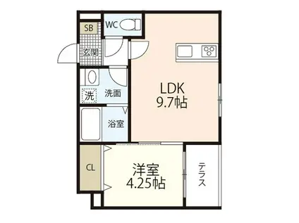 メゾンクレール廿日市市役所駅前(1LDK/1階)の間取り写真