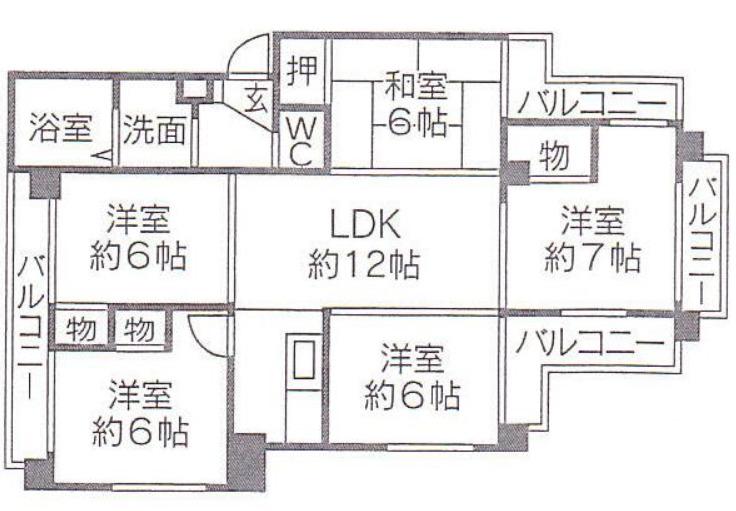 東櫛原35ビル(5LDK/2階)の間取り写真