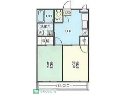 ランドフォレスト岩槻(2DK/3階)の間取り写真