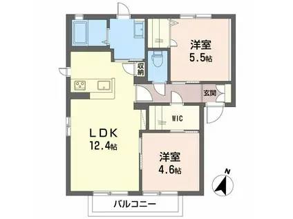 ディアス桜坂(2LDK/1階)の間取り写真