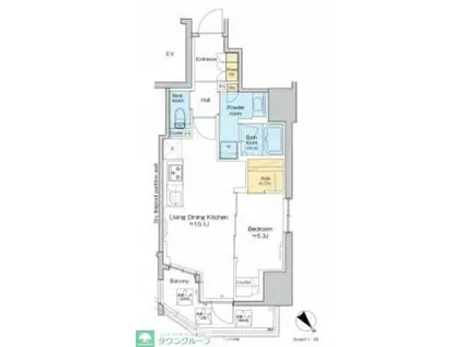 プラウドフラット文京千駄木(1LDK/5階)の間取り写真