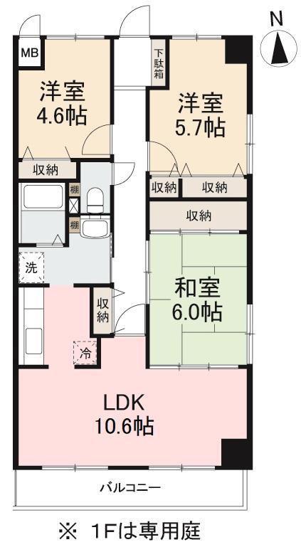 スカール和田(3LDK/1階)の間取り写真