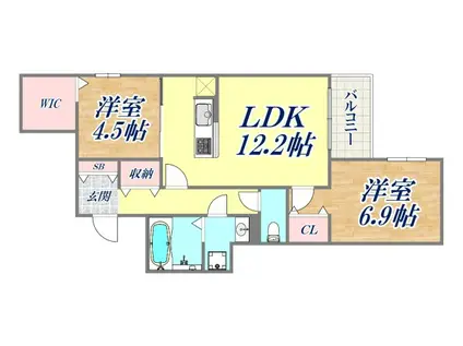 サンパティーク住吉(2LDK/2階)の間取り写真