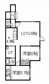 ADRIA(2LDK/1階)の間取り写真
