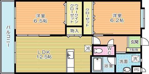チェリーコート赤坂(2LDK/2階)の間取り写真