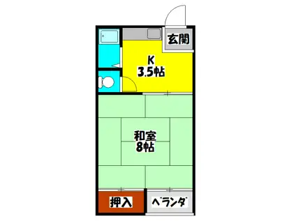 浜町ハイツ(1K/2階)の間取り写真