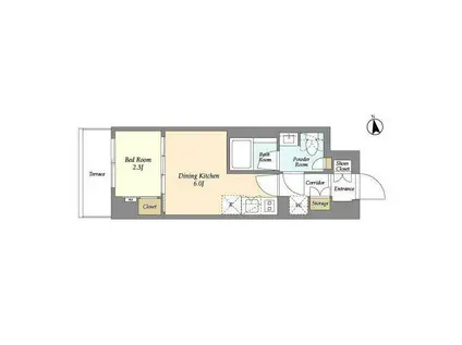 アイフラット品川戸越パークサイド(1DK/1階)の間取り写真