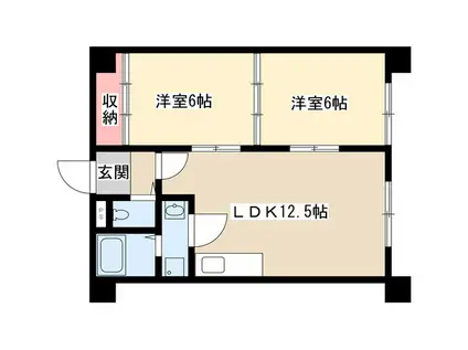 オオタかなれ川ハイツ(2LDK/1階)の間取り写真