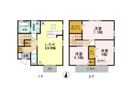エミネンス手城 A棟(3LDK/1階)の間取り写真