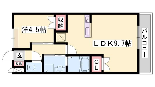 モン・シェリー(1LDK/1階)の間取り写真